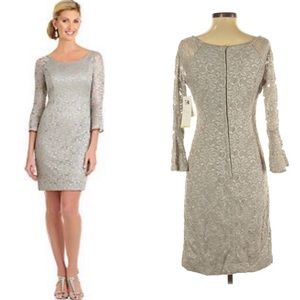 Vintage Leslie Fay bell-sleeve lace dress NWT